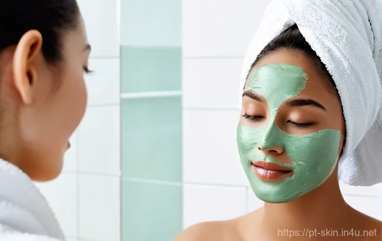 지성 피부를 위한 마스크팩 추천 - **Prompt 1: The Ritual of Clay Mask Application**
    "A serene young adult, approximately 25-30 yea...