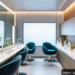 Home 18 화학 필링과 물리적 필링 차이 - A modern skincare clinic scene featuring a diverse group of adult clients with different skin types ...
